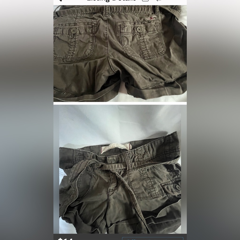HOLLISTER Low rise shorty shorts Olive Green Cargo Shorts with belt